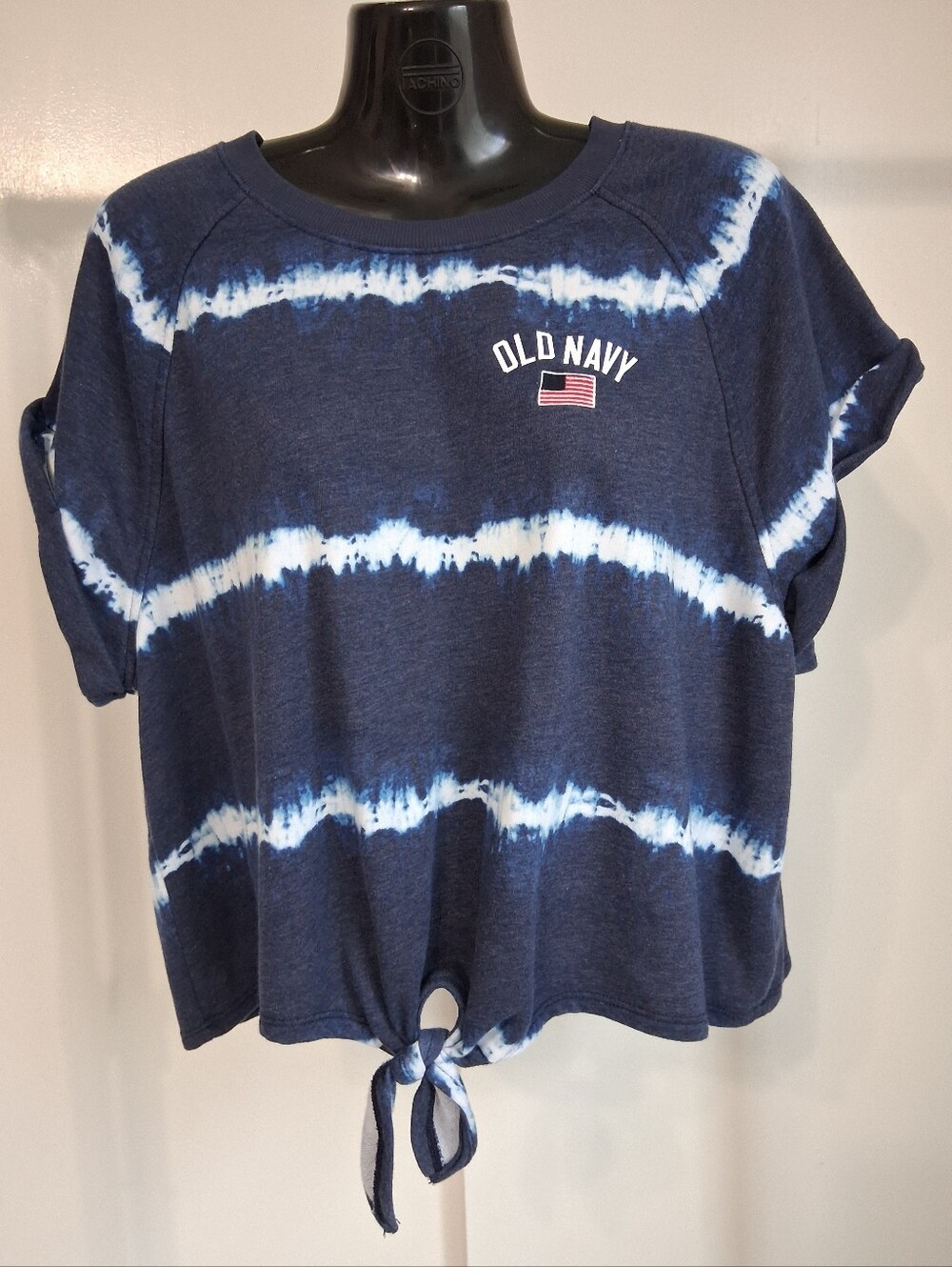 Old Navy Tie-Dye Tie Front Short Sleeve Cropped Boxy Lightweight Sweatshirt XL